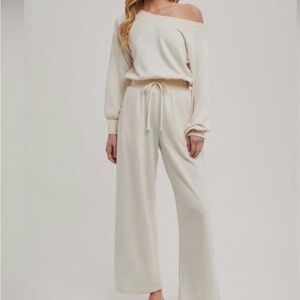Bluivy Off-Shoulder Cream Jumpsuit